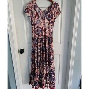 Soft Surroundings Kara Dress Size STiered Maxi Framboise Paisley Cottage Core